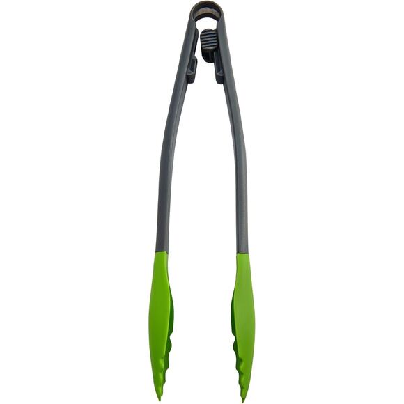 2PK Farberware Colourworks Nylon Tongs, Green, 12" Silicone Tips, Heat-Resistant - Picture 3 of 4